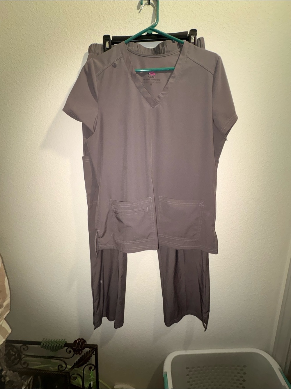 Gray Scrub Set V-Neck Top and Pants